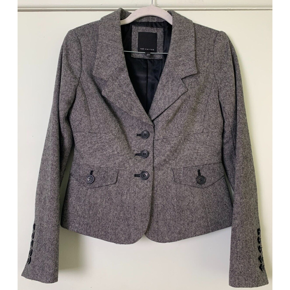 The Limited Womens Blazer Size 0 Grey Wool Blend